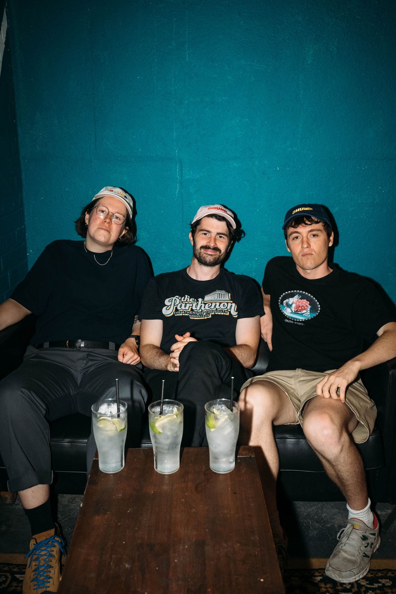 Chloe Petts, Paddy Young, Sam Campbell backstage.     Photo: Joanna Bongard