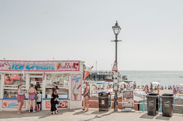 People lined up for ice cream at Broadstairs beac